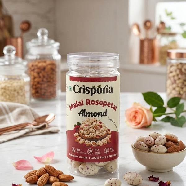 Malai Rose Petal Almonds | Velvet Cream & Rose