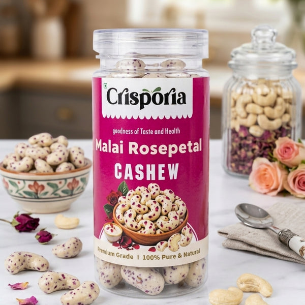 Malai Rose Petal Cashews | Royal Cream Confection